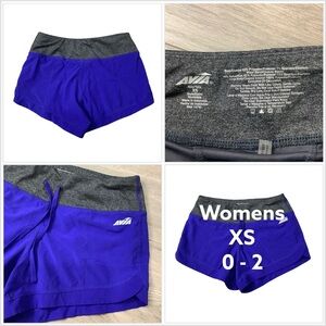 Women's Avia XS 0 2 Shorts Bike Leggings Active Purple Black Drawstring Stretch